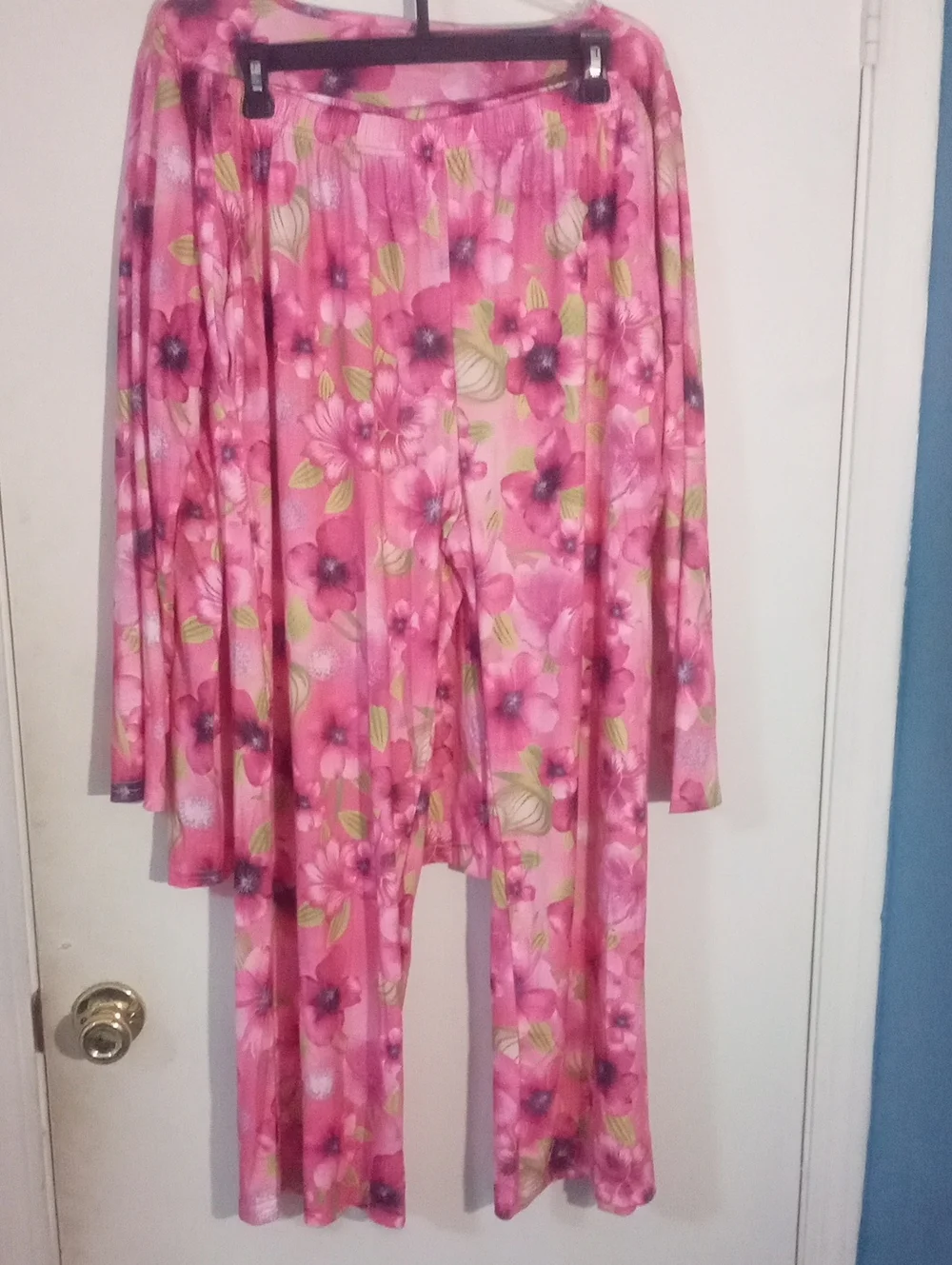 Pink Floral Casual Set XL New  Long-Sleeve Top & Pants Lounge